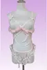 Body sexy de conejita con encaje calado y tirantes, camisón de malla transparente, lencería erótica de deseo puro, no es necesario quitarlo