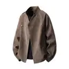 Jaqueta com Patch no Ombro Tingimento Maillard Masculina Primavera e Outono High-End Retrô Americano Tendência Malandro Bonito Tamanho Grande Roupa Exterior
