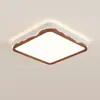 Lámpara de Sala Lámpara de Techo Color Nogal Sencillo Lámpara de Dormitorio Retro Estilo Mid-Century Protección Ocular Ola Rectangular Lámpara Principal de Pasillo