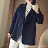 Elegante Cárdigan de Doble Botonadura 100% Lana para Mujer, Suéter Versátil de Manga Larga Color Sólido con Cuello en V, Abrigo de Lana Pura