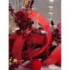 Balsa de bambu tecelagem de bambu celebração de casamento balsa de bambu colorida vermelha produtos de bambu loja de roupas para o Festival da Primavera adereços de decoração floral paisagismo com balsa de bambu