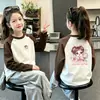 Ropa Interior de Felpa para Niñas Otoño Invierno Ropa Elegante Niña Cálido Bebé Se Puede Usar Afuera Niños Medianos y Grandes Camiseta de Manga Larga con Bloques de Color