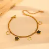 Collar Pulsera Joyería Moda Acero Inoxidable Hueco Transfronterizo Acero de Titanio Flor de Cinco Hojas 18k Traje Redondo Hueco