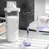 Tarro de almacenamiento para detergente de lavandería, caja de almacenamiento dividida, engrosado con taza medidora, recipiente de almacenamiento de polvo para lavandería de doble sellado con apertura grande