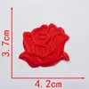 Pegatinas de Tela con Flores Bordadas Rojas Autoadhesivas Sin Costura Parche de Planchar de Color Sólido con Letras para Reparar Agujeros en la Ropa