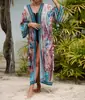 Marca Independiente Transfronterizo Estilo Europeo y Americano Cardigan Estampado Vestido de Manga Larga Cubre-Vestido Vestido Largo Adelgazante Vestido sin Tirantes con Cubierta Exterior