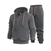 Novo conjunto de moletom com capuz tamanho europeu para homens, conjunto esportivo e casual de 2 peças, conjunto de jaqueta com zíper e capuz color-blocking