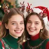 Suministros de Decoración Navideña Pasador de Astas Ambiente de Fiesta Navideña Accesorios para Fotos Lazos Rojos y Verdes Astas Marrones Accesorios para el Cabello para Vestir
