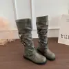 Primer Encuentro Temporada 2026 Otoño Hebilla de Cinturón Estilo Europeo y Americano Nuevo Botas de Motocicleta para Mujer, Botines de Media Caña con Punta Redonda de Moda y Versátiles para Mujer