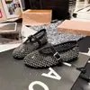 Estação Europeia Sapato Mary Jane de Uma Tira com Strass Sapato Rasteira de Rede Sapato Rasteira com Recorte em Rede Sapatilha de Rede Mocassins Sapatos de Barco Sapatos Femininos