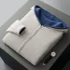 Cárdigan con capucha de cachemira de cuatro capas para hombre, nuevo estilo otoño e invierno, diseño de bloques de color, chaqueta de punto para hombre, transfronterizo