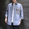 Camisa de manga tres cuartos para hombre de verano, moderna, versátil, abrigo delgado de media manga, top holgado casual, camisa de trabajo moderna