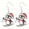 Brincos de Natal planos de acrílico novos transfronteiriços com estampa de animal fofo são muito adequados para brincos de festa