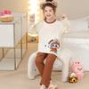 Pijamas Infantis Novos para Primavera e Outono de 2025 Gola Redonda Manga Longa Desenho Animado Imitação de Algodão Conjuntos Infantis para Crianças de Meia-Idade e Grandes Roupa de Família Roupas de Casa
