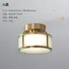 Nueva luz de balcón de estilo chino totalmente de cobre, luz para pasillo y recibidor, lámpara de techo pequeña minimalista nórdica para dormitorio, luz para pasillo de entrada