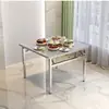 Mesa de Jantar Dobrável de Aço Inoxidável Espessada Mesa de Churrasco Mesa de Jantar Doméstica Mesa de Estudo de Escrita Mesa Quadrada Portátil para Vendedor de Rua
