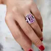 Accesorios de Venta Caliente Transfronterizos: Anillo Rectangular Grande de Zirconia para Mujer, Anillo de Boda y Compromiso de Lujo para Mujer