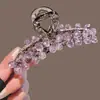 Presilha de Cabelo Cristal Roxa Ultra Brilhante Estilo Coreano com Enfeites Pesados, Presilha de Cabelo Fashion com Contas para Mulheres, Acessório de Cabelo, Presilha Jacaré