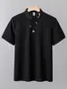 Camisa Polo de Estilo Nuevo para Verano con Bordado Floral en el Cuello, Moderna, Casual, Versátil, Transpirable, de Manga Corta, Corte Ajustado para Hombre