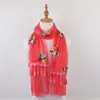 Bufanda Larga de Seda Bordada con Rosa Dorada para Mujer, Chal de Hilo de Belleza de Doble Capa, Encaje, Bufanda Versátil para Primavera, Otoño e Invierno