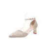 Zapatos sencillos para mujer, punta fina, cómodos para usar con vestidos, elegantes, moda transfronteriza 2026, versátiles, elegantes, con una sola tira y un tacón grueso