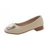 Zapatos de tacón bajo cuadrados de estilo de noche para mujer, nuevos modelos de primavera y otoño 2025, perfectos para combinar con faldas, tacón bajo, suela suave, mocasines sin cordones