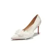 Zapatos de tacón de aguja puntiagudos con flores tridimensionales estilo francés 9169E-237, zapatos de boda, zapatos de vestir formales para mujer