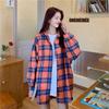 Camisa de Cuadros Blusa para Mujer 2026 Primavera y Otoño Nuevo Diseño Coreano Holgada de Manga Larga Top Chaqueta para Mujer