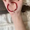 Abençoado com Boa Sorte, Pulseira Sino de Ágata Vermelha, Prata 925, Pulseira de Design Nicho Estilo Ins para Mulheres, Joia de Mão Doce para Melhores Amigas