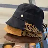 Sombrero de Pescador de Cubo con Estampado de Leopardo Nuevo para Mujer Adulta de Primavera y Otoño Sombrero de Cuenca Sombrero Protector Solar para Exteriores Sombrero de Sombra Coreano