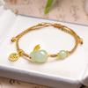 Pulsera de jade Hetian para mujer Conejo de Jade pulsera de la suerte de nicho regalo de cumpleaños para novia novia una pieza al por mayor Barato