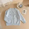 Suéter con Adorno de Encaje de Margarita para Niña Primavera Otoño Estilo Coreano Ropa Exterior para Bebé Cárdigan de Punto Fábrica de Ropa Infantil OEM