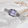 Reloj de Cuarzo Cuadrado para Mujer con Correa de Aleación de Acero y Bambú, Letras Romanas, Modelo de Celebridad de Internet