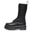 Botas de Motocicleta con Fondo Grueso Medio y Patrón de Lichi para Mujer, Botines Ingleses de Capa Superior de 14 Ojales, Botas de Cuero para Hombre y Mujer, Cabeza Redonda, Modernas, Europeas y Americanas