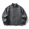Chaqueta gris de dos piezas falsas con cuello mao Rumeng Laoqianfeng para hombre, primavera y otoño, silueta holgada, abrigo casual de alta gama
