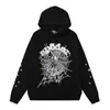 2025 Novo Estilo Bonito Tendência Masculino e Feminino Mesmo Estilo 555555 Teia de Aranha Estampa em Espuma Hip-hop Solto Pesado Solto Trap Com Capuz Guarda