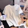 Camiseta Branca de Manga Curta Masculina Verão 2025 Nova Solta Camisa Básica Top de Celebridade da Internet Camiseta de Algodão para Adolescentes