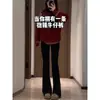 Calça Jeans Bootcut Preta Elástica para Mulheres 2025 Nova Primavera & Outono Calças Petite Cintura Alta Skinny Flare Perna Larga