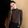 Suéter de punto con textura de cuello semi-alto para mujer, capa interior elegante de alta gama para otoño, se puede usar como capa exterior, top ajustado y favorecedor