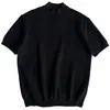 Camiseta de Punto de Manga Corta para Hombre, Cuello Semi Alto, Textura de Canalé, Estilo Old Money, Seda de Hielo, Verano, Venta al por Mayor de Fábrica Transfronteriza