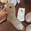 Calcetines de Lana con Botones Estilo Japonés Ioulor Nuevos, Calcetines Gruesos Cálidos de Invierno Caídos, Calcetines Versátiles de Cachemir de Color Sólido hasta la Mitad de la Pantorrilla