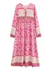 Atacado Primavera 2025 Estilo Europeu e Americano Roupas Femininas Viscose Estampagem de Posicionamento Vestido Longo Boêmio 8883 8882