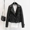 2025 Nuevo Estilo Coreano Más Fácil de Combinar Chaqueta Pequeña Chaqueta de Cuero PU para Mujer Corta Primavera y Otoño Ajustada Solapa Chaqueta de Cuero de Motociclista Moderna