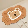 Alfombra de Piso de Baño de Barro de Diatomeas con Animales de Dibujos Animados, Alfombrilla Antideslizante Absorbente para Pies de Oso y Hipopótamo Lindos, Alfombra de Entrada de Baño