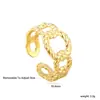Anillo Abierto de 18K de Venta Caliente Transfronterizo para Mujer, Lujo Accesible, Diseño Simple, Anillo Asimétrico, Anillo de Acero Inoxidable Dorado