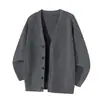 Ropa para Hombre Muqiu 2026 Retro Japonés Casual Cárdigan Suéter de Cuello V Chaqueta de Punto Holgada de un Solo Botón para Hombre