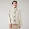 Casaco de cashmere dupla face para mulheres, estilo curto, nova coleção outono e inverno 2026, solto e moderno, gola alta, casaco de lã feito à mão para pessoas baixinhas