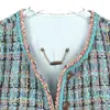 Chaqueta Corta de Tweed Tejido Resistente Estilo Francés Inspirada en Chanel con un Ambiente Vintage y Suave para Mujer 130180
