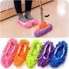 Chinelos de limpeza de chão preguiçosa capa de sapato doméstico chenille pano mop casa cabeça de esfregão removível e lavável mudo capa de chinelos