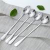 Aço inoxidável alça longa colher de mistura colher pequena tempero colher de café estendido criativo colher de gelo sobremesa colher de mel